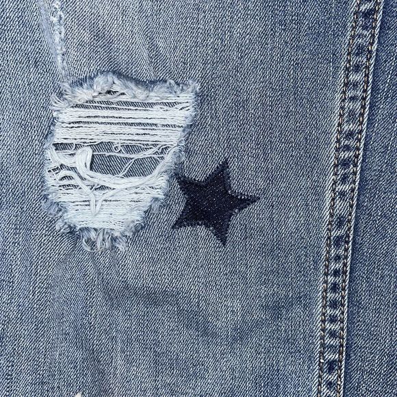 Anthropologie Level 99 Size 26 Star Embroidered Distressed Jeans - Picture 5 of 7